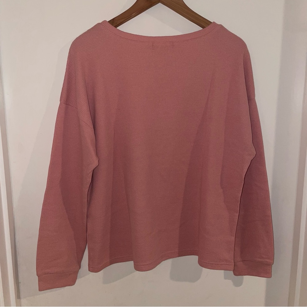 Pink Waffle Knit Lounge Pajama Set - Picture 3 of 11